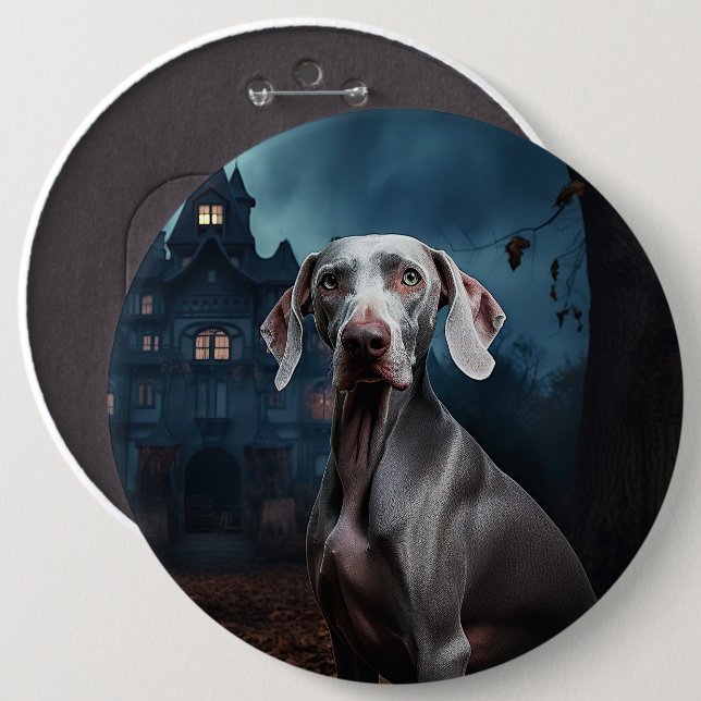Weimaraner Halloween Scary Button (Front & Back)