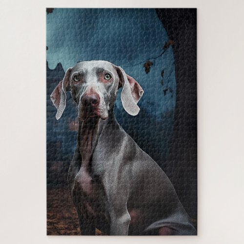 Weimaraner Halloween Scary Jigsaw Puzzle