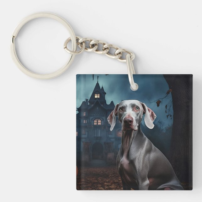 Weimaraner Halloween Scary Keychain (Front)