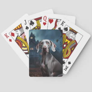 Weimaraner Halloween Scary Poker Cards