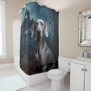 Weimaraner Halloween Scary Shower Curtain