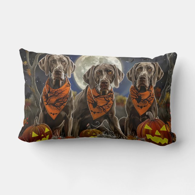 Weimaraner Halloween Spooky  Lumbar Pillow (Back)