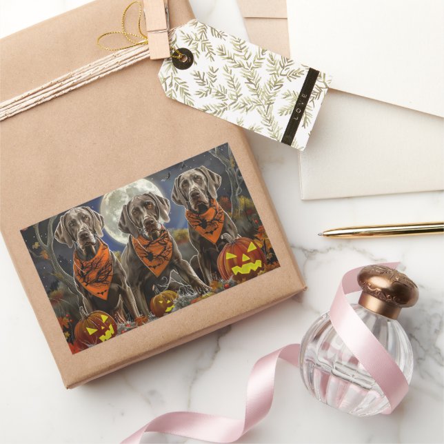 Weimaraner Halloween Spooky  Rectangular Sticker (Gifting)