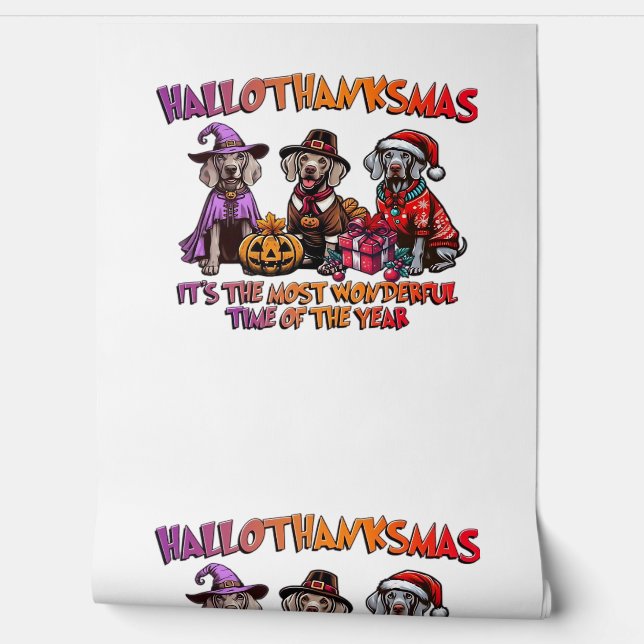 Weimaraner Halloween Thanksgiving Christmas Oversi Wallpaper (Unrolling)