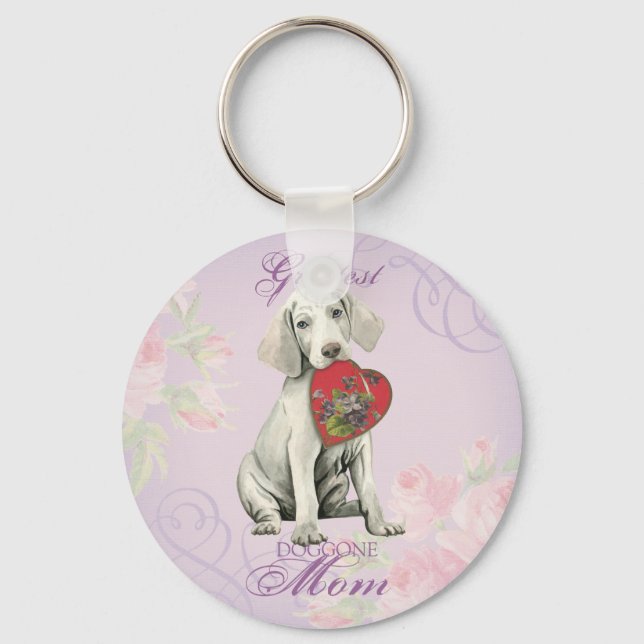 Weimaraner Heart Mom Keychain (Front)
