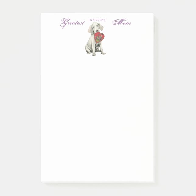 Weimaraner Heart Mom Post-it Notes (Front)