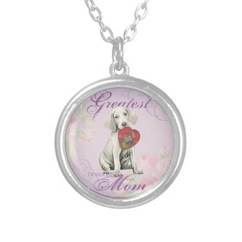 Weimaraner Heart Mom Silver Plated Necklace