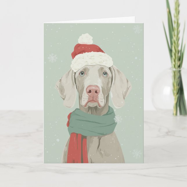 Weimaraner Holiday Greeting Card (Front)