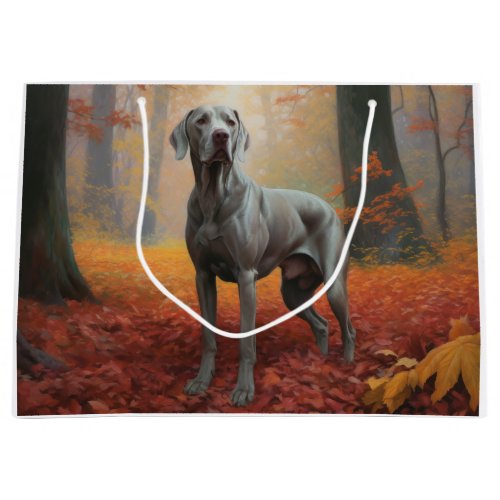 Weimaraner in Autumn Leaves Fall Inspire  Large Gift Bag