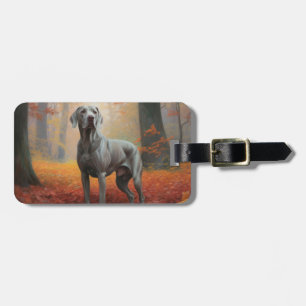 Weimaraner in Autumn Leaves Fall Inspire Luggage Tag