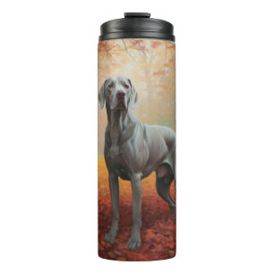 Weimaraner in Autumn Leaves Fall Inspire Thermal Tumbler