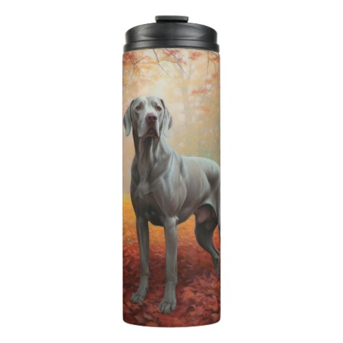 Weimaraner in Autumn Leaves Fall Inspire  Thermal Tumbler
