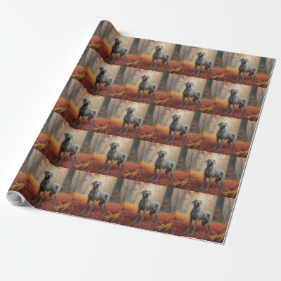 Weimaraner in Autumn Leaves Fall Inspire  Wrapping Paper