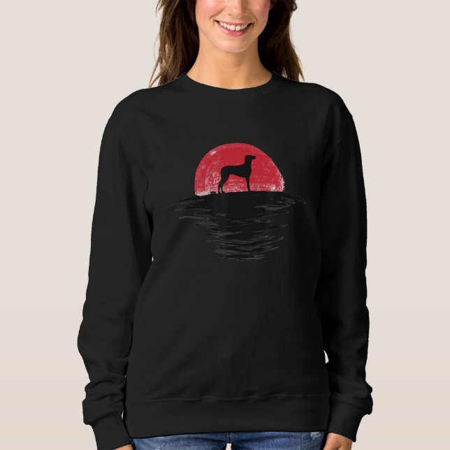 Weimaraner Japanese Sunset Retro Dog Red Sweatshirt (Front)