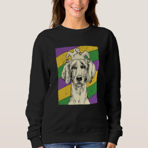 Weimaraner Jester Mardi Gras Dog Mom or Dad Sweatshirt