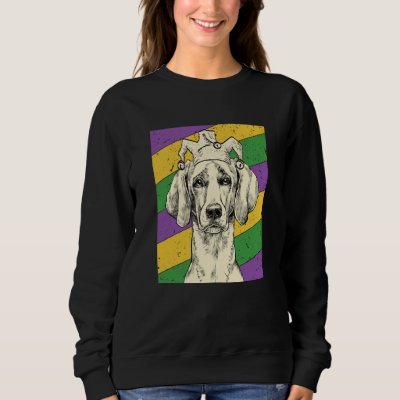 Weimaraner Jester Mardi Gras Dog Mom or Dad Sweatshirt