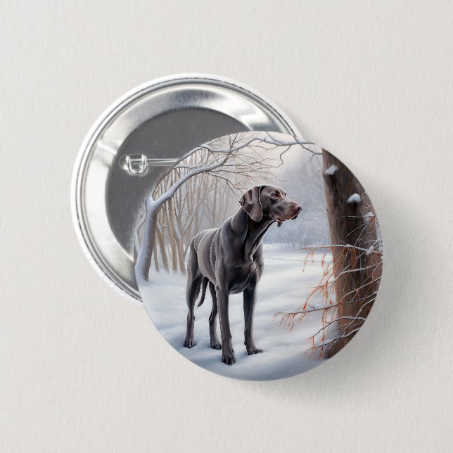 Weimaraner Let It Snow Christmas Button (Front & Back)