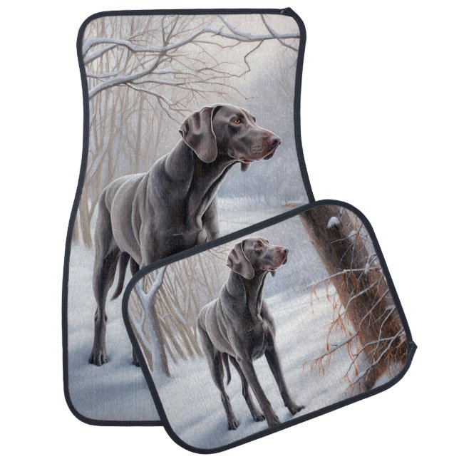 Weimaraner Let It Snow Christmas Car Floor Mat (Set)