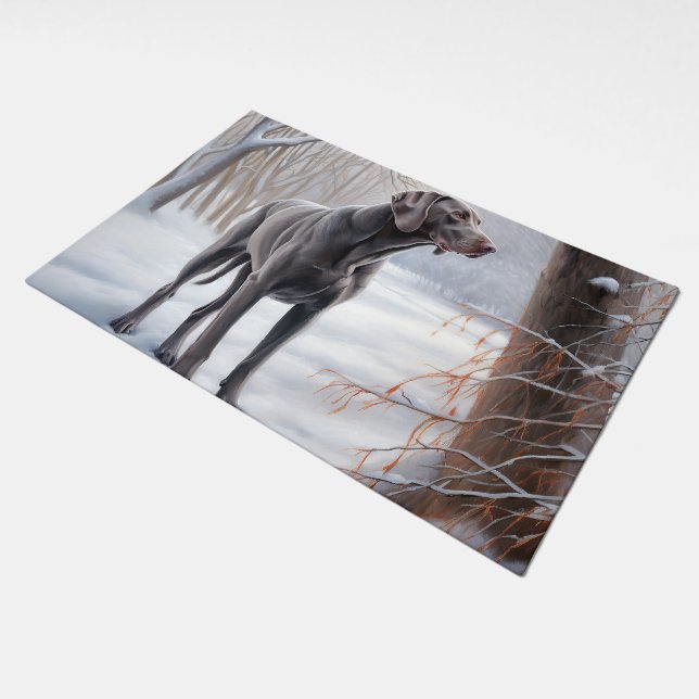 Weimaraner Let It Snow Christmas Doormat (Angled)
