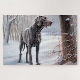 Weimaraner Let It Snow Christmas Jigsaw Puzzle