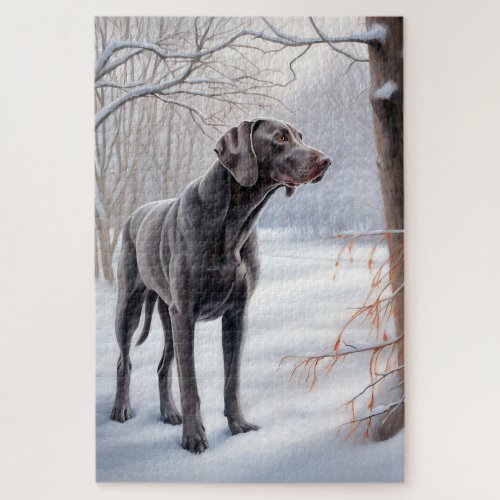 Weimaraner Let It Snow Christmas Jigsaw Puzzle