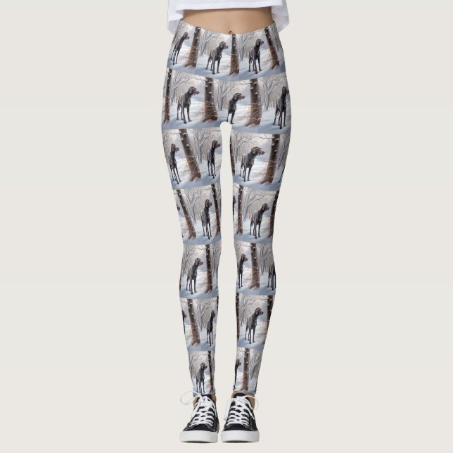 Weimaraner Let It Snow Christmas Leggings (Front)