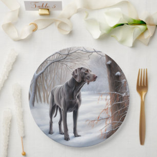 Weimaraner Let It Snow Christmas Paper Plates