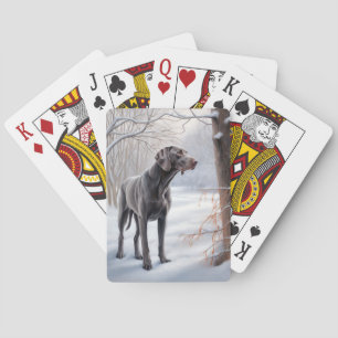 Weimaraner Let It Snow Christmas Poker Cards