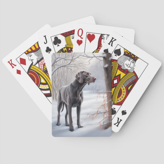 Weimaraner Let It Snow Christmas Poker Cards (Back)