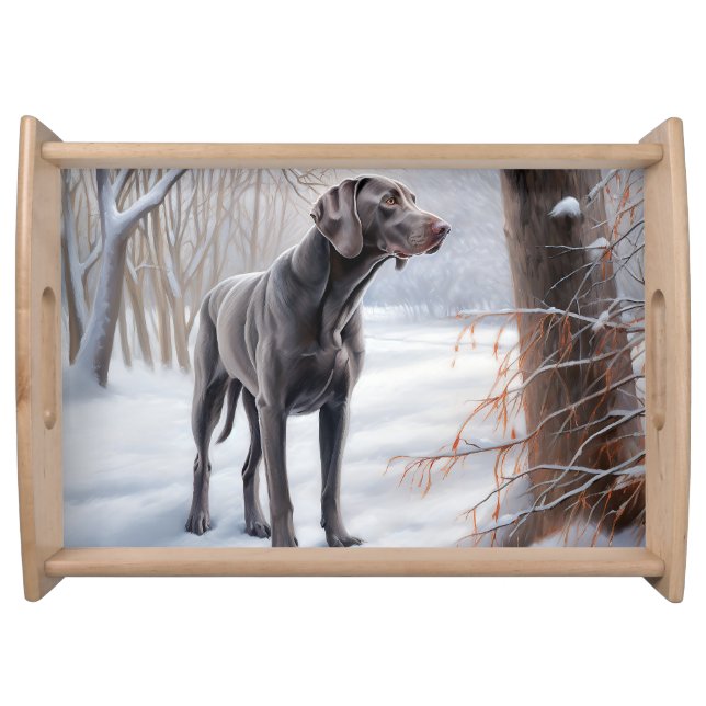 Weimaraner Let It Snow Christmas Serving Tray (Front)