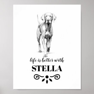Weimaraner Life is better with Custom Dog Name Poster