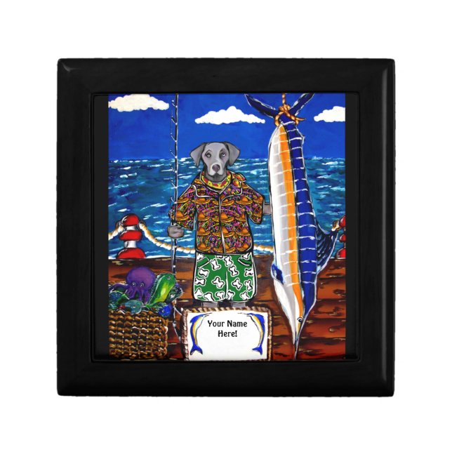 Weimaraner  Marlin Fishing Keepsake Box (Front)