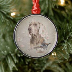 Weimaraner metal ornament