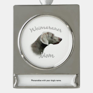 Weimaraner Mom 2 Silver Plated Banner Ornament