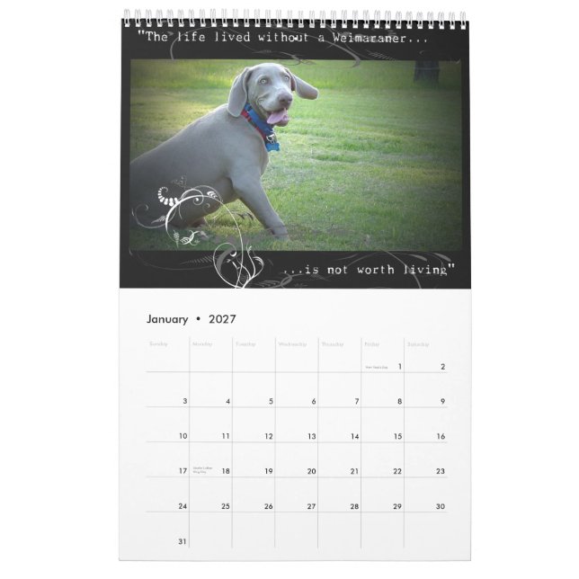 Weimaraner Nation : Quotation Calendar (Jan 2027)
