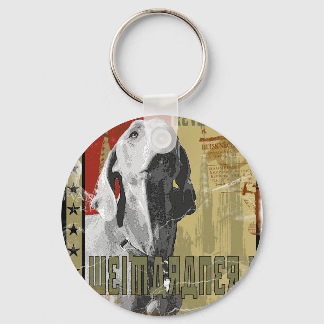 Weimaraner nation : Vintage Weimaraner! Keychain (Front)