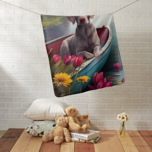 Weimaraner on a Paddle A Scenic Adventure  Baby Blanket