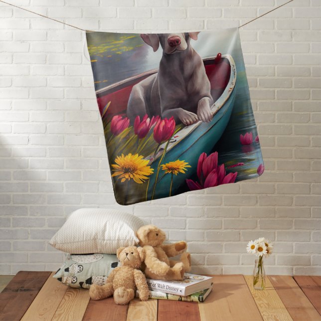 Weimaraner on a Paddle: A Scenic Adventure  Baby Blanket (In Situ)