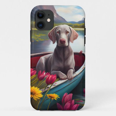 Weimaraner on a Paddle: A Scenic Adventure iPhone 11 Case