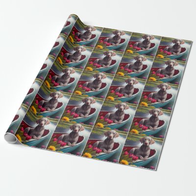 Weimaraner on a Paddle: A Scenic Adventure Wrapping Paper