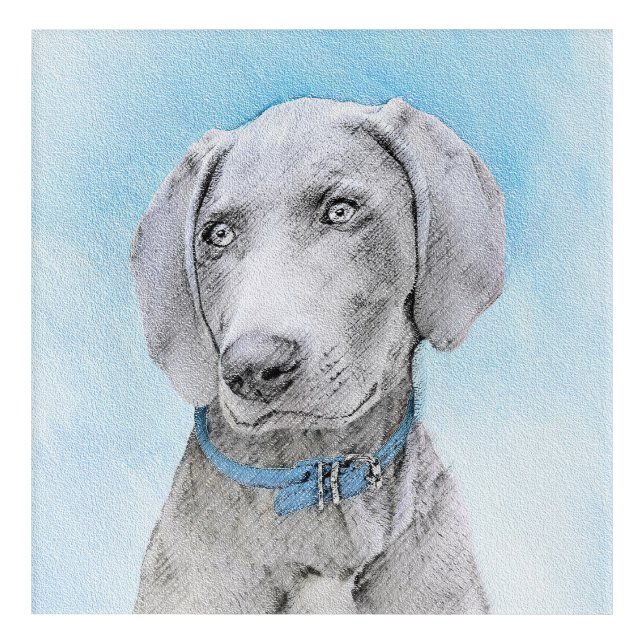 Weimaraner Painting - Cute Original Dog Art (Front)