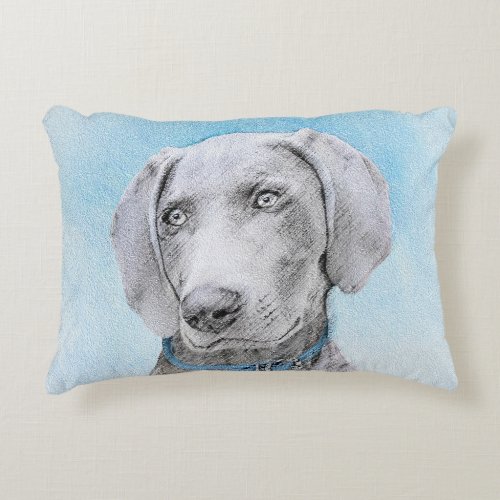 Weimaraner Painting _ Cute Original Dog Art Accent Pillow