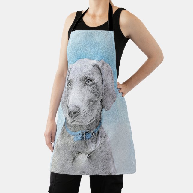 Weimaraner Painting - Cute Original Dog Art Apron (Insitu)