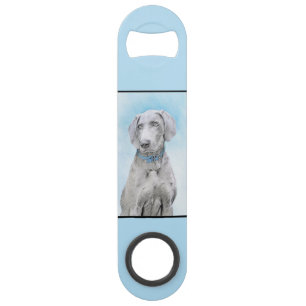 Weimaraner Painting - Cute Original Dog Art Bar Key
