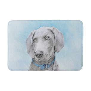 Weimaraner Painting - Cute Original Dog Art Bath Mat