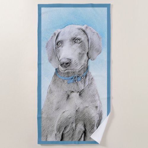 Weimaraner Painting _ Cute Original Dog Art Beach Towel