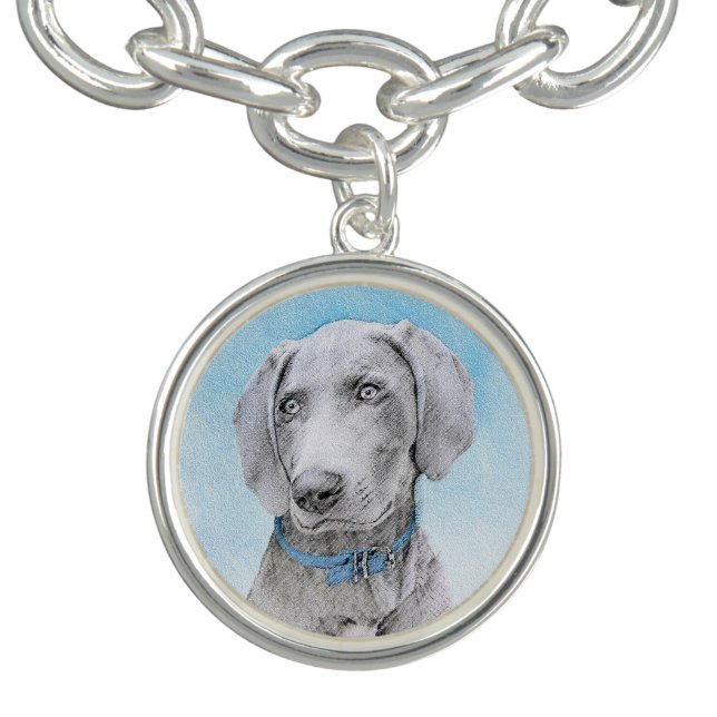 Weimaraner Painting - Cute Original Dog Art Bracelet (Design)