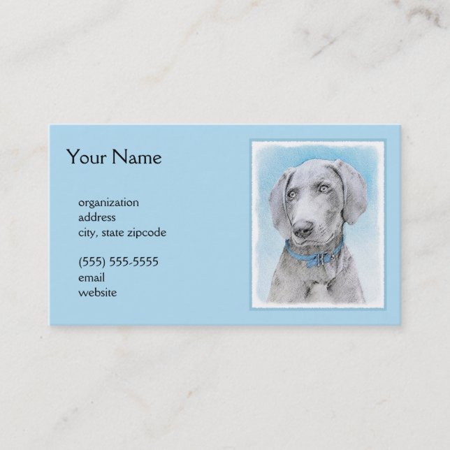 Weimaraner Painting - Cute Original Dog Art Business Card (Front)