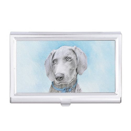 Weimaraner Painting _ Cute Original Dog Art Business Card Case