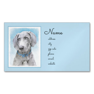 Weimaraner Painting - Cute Original Dog Art Business Card Magnet